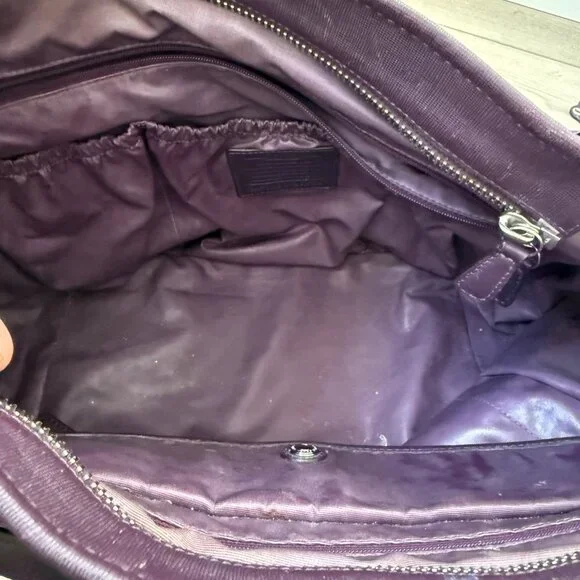 Coach Women's Bag Eggplant Purple Leather Straps Baby Diaper Bag Travel 26353 - Picture 10 of 12